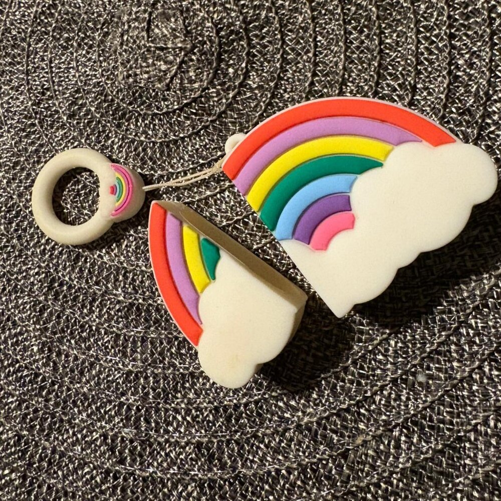 Apple Airpod 1st generation Airpod Rainbow case/ with keychains ring holder